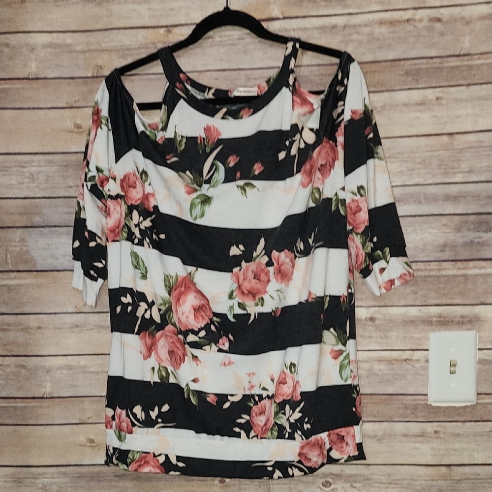 Floral Striped Women's Top